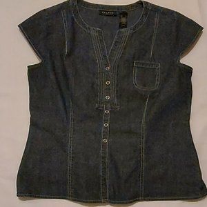 Access Brand, L, dark blue, denim, snap closure top.